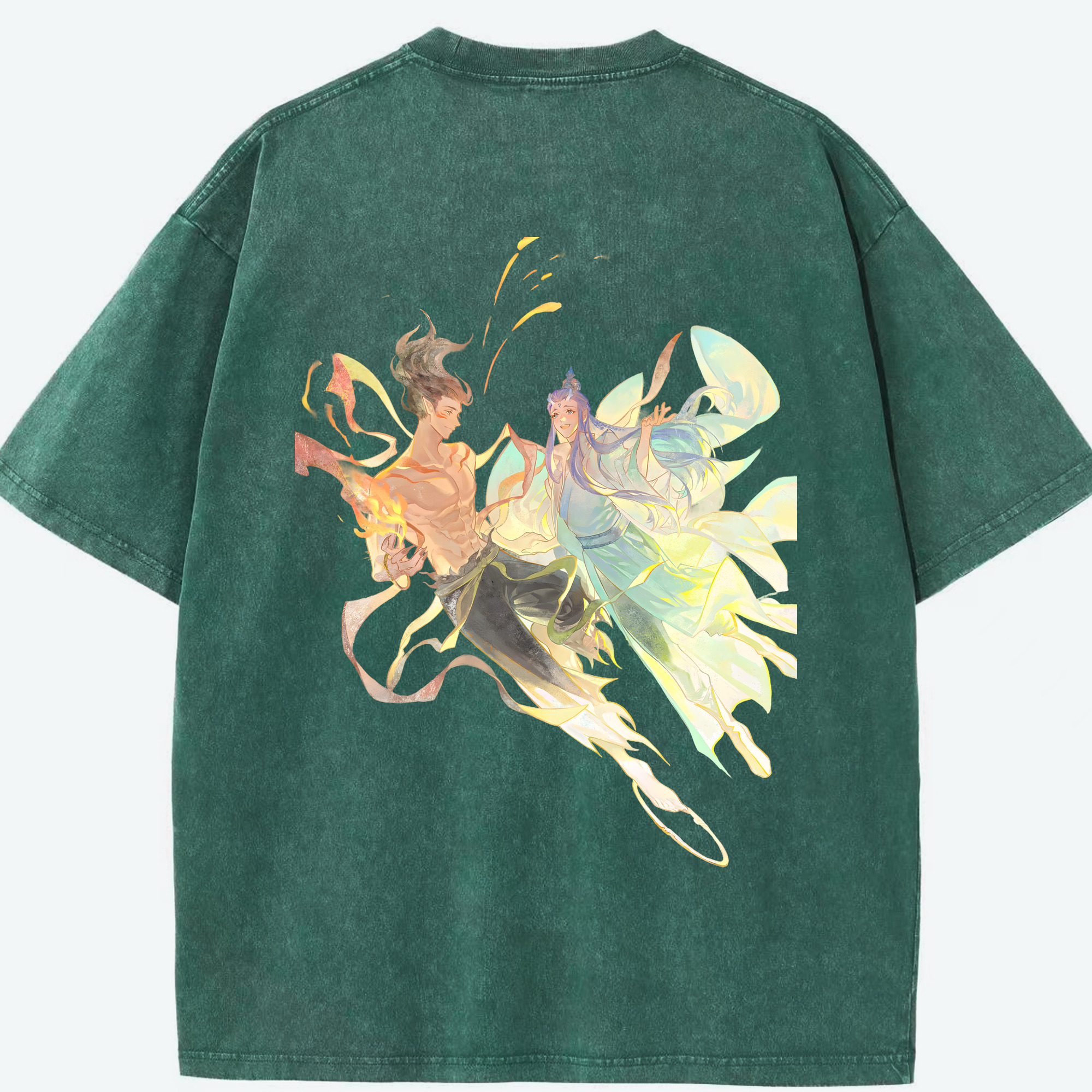（画像用） Ne Zha 2 ナタ 魔童の大暴れ 綿100% ヴィンテージ風 半袖Tシャツ（背面プリント）